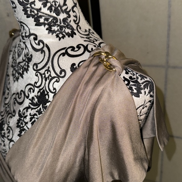 NWOT YOANA BARASCHI DARK BIEGE WITH A HINT OF GOLD MIDI style dress! Size 6! - Picture 5 of 7